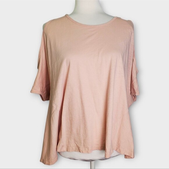 NWT AllSaints Casual T-Shirt Dusk Pink Cold Shoulder Size Medium - Picture 2 of 9